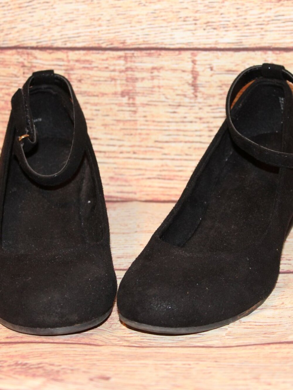 Girls Black Wedge Dress Shoes Size Youth 2M - Soriee